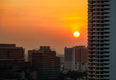 Sunset at city Stock Photos