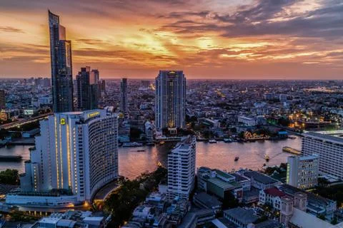 Sunset in the city Foto stock