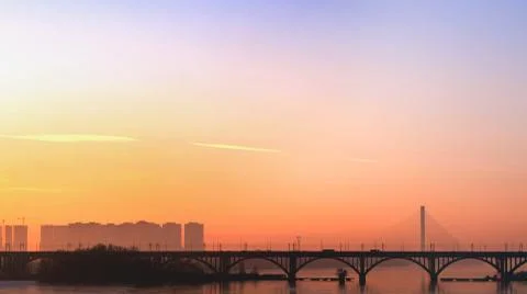 Sunset in the city Foto stock