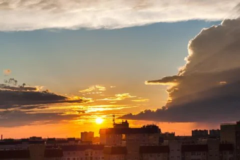 Sunset in the city. Stock Photos