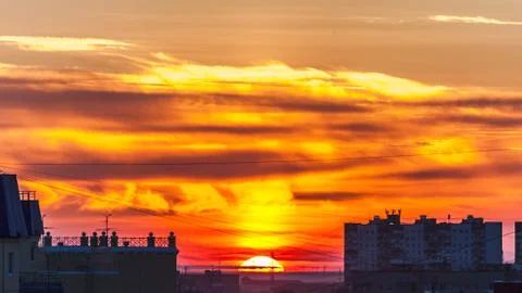 Sunset in the city. Stock Photos