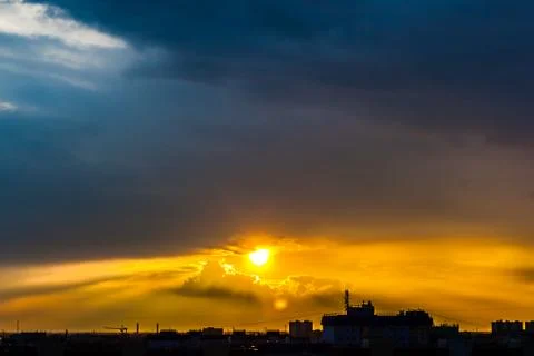 Sunset in the city. Stock Photos