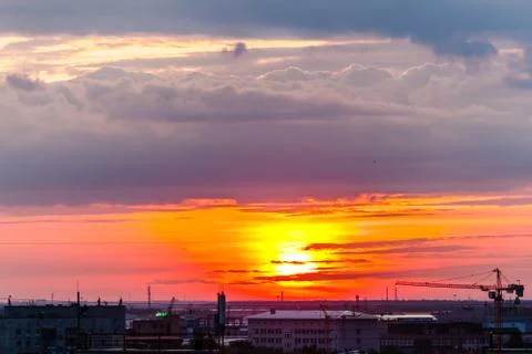 Sunset in the city. Stock Photos