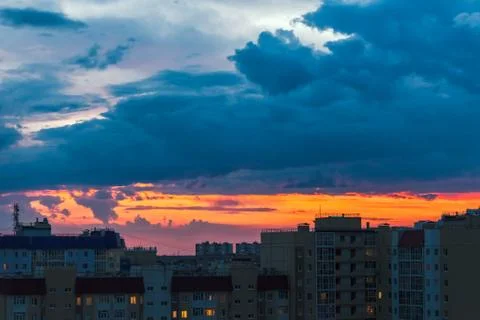 Sunset in the city. Stock Photos