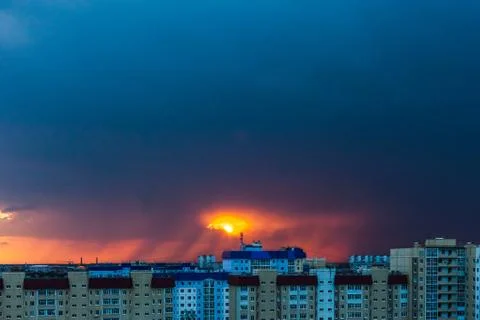 Sunset in the city. Stock Photos