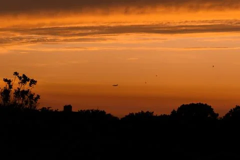 Sunset at the city Stock Photos