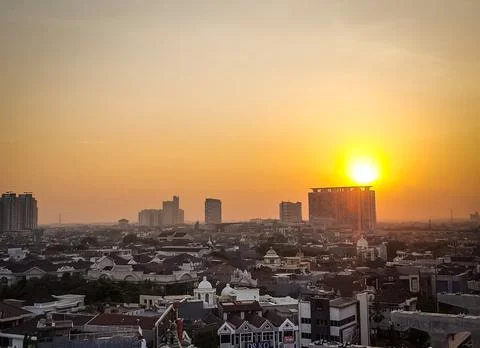 Sunset in the city Stock Photos