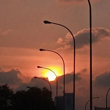 Sunset in the city Foto stock