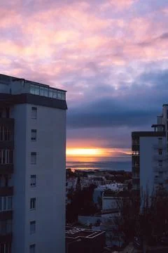 Sunset in the city Foto stock