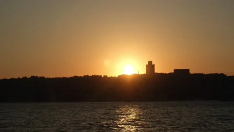Sunset city silhouette time lapse Stock Footage 237478232