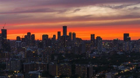 Sunset City Skyline Toronto Stock Footage 94829930