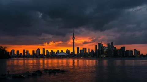 Sunset City Summer Skyline Stock Footage 90527053