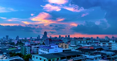 Sunset city Time lapse Video stock 100109101