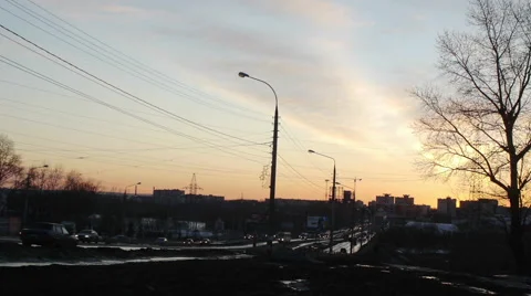 Sunset City Traffic Stock Footage 48528216