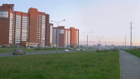 Sunset city traffic road Stock Footage 76858700