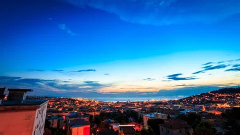 Sunset on the city of Trieste Stock Photos