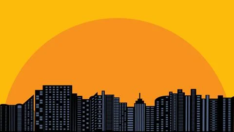 Sunset city vector art design 库存插图