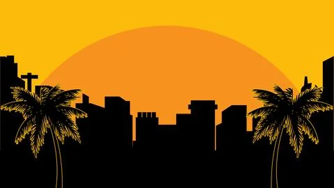 Sunset city vector art design 库存插图