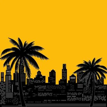 Sunset city vector art design 库存插图