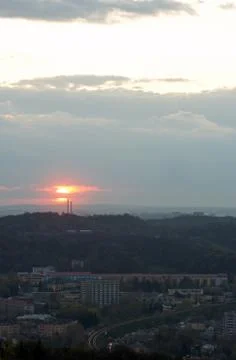 Sunset city view Stock Photos