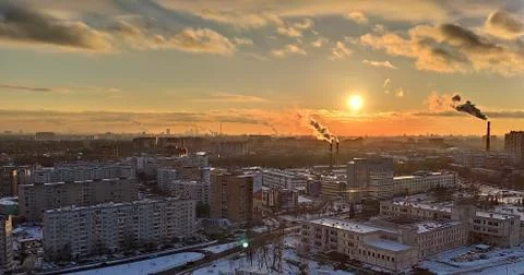 Sunset city view Stock Photos
