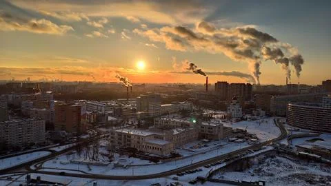 Sunset city view Stock Photos
