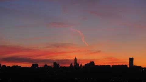 Sunset cityscape Kyiv Stock Footage 117794343