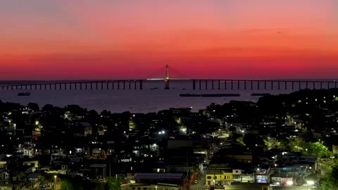 Sunset Cityscape In Manaus In Amazonas Brazil Near Amazon Rainforest. Stock Footage 341799574