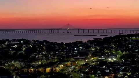 Sunset Cityscape In Manaus In Amazonas Brazil Near Amazon Rainforest. Stock Footage 341800501