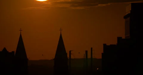 Sunset cityscape time lapse Stock Footage 48441267