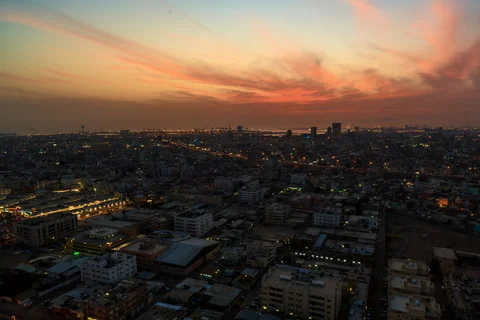 Sunset Cityscape Time Lapse of Jeddah, Saudi Arabia Stock Footage 61389159
