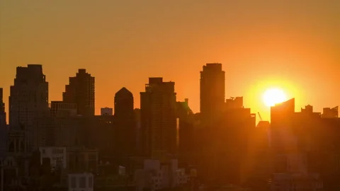 Sunset Cityscape Timelapse Stock Footage 213368591