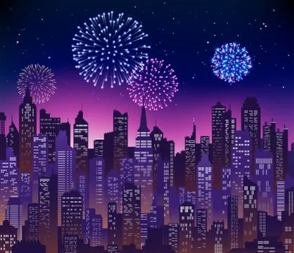 Sunset cityscape vector background Stock Illustration