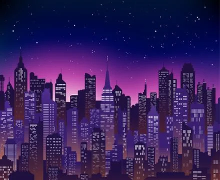Sunset cityscape vector background Stock Illustration