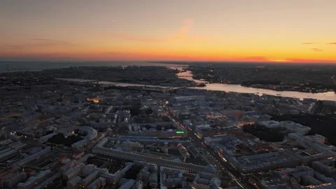 Sunset cityscape view, panoramic view of Saint Petersburg at dusk 库存影片 319866114