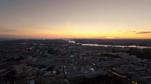 Sunset cityscape view, panoramic view of Saint Petersburg at dusk 库存影片 319866135