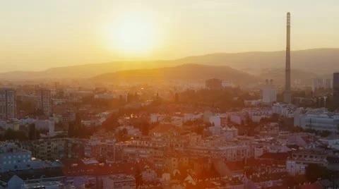 Sunset on cityscape of Zagreb Stock-Footage 10719248