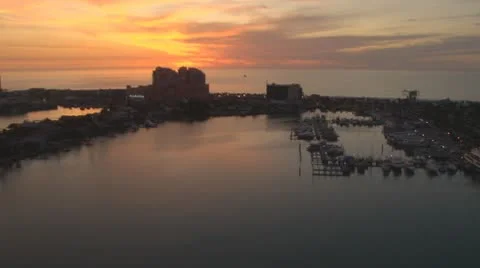 Sunset Clearwater Beach Marina Video stock 10714844