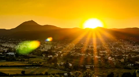 Sunset Clermont-Ferrand time-lapse Stock Footage 68835127