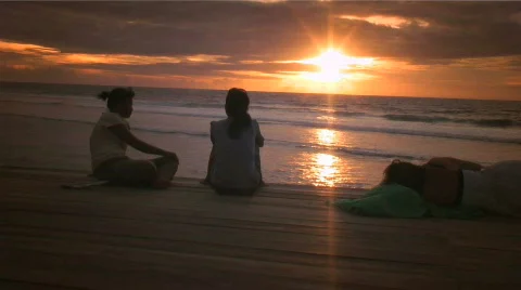 Sunset from a cliff Stock Footage