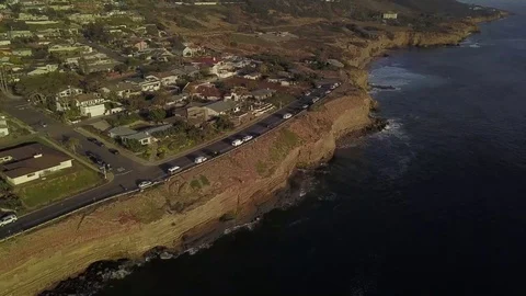 Sunset Cliffs Bird's Eye Aerial Video, San Diego, HD Stock Footage 109686325