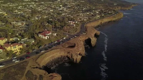 Sunset Cliffs Bird's Eye Drone Shot, San Diego, HD Stock Footage 109686614