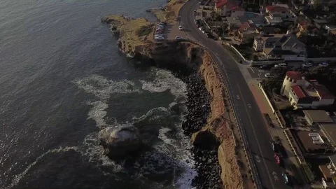 Sunset Cliffs Bird's Eye Elevated Shot, San Diego, California, HD Stock Footage 109687155