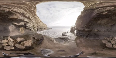 Sunset Cliffs Cave Stock Footage 82936570