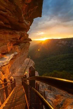  Sunset on the cliffs of National Pass Sunset and sunflare on the cliffs o... Fotos Stock