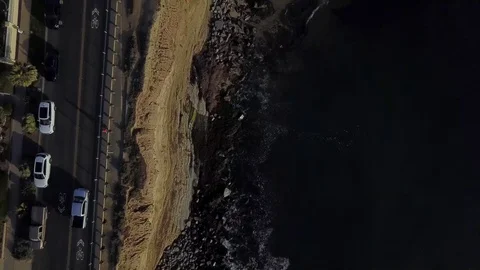 Sunset Cliffs Overhead Aerial Shot, California, HD Stock Footage 109687170