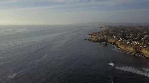 Sunset Cliffs Pan Aerial Shot, California Coast, HD Stock Footage 109688320