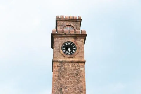 Sunset with clock tower gall sri lanka Stock Photos