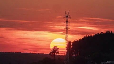 Sunset Close-up time lapse. Big sun with clouds Stock Footage 205498185
