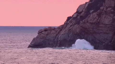 Sunset Closeup And Rocks Wave Stock Footage 7901899